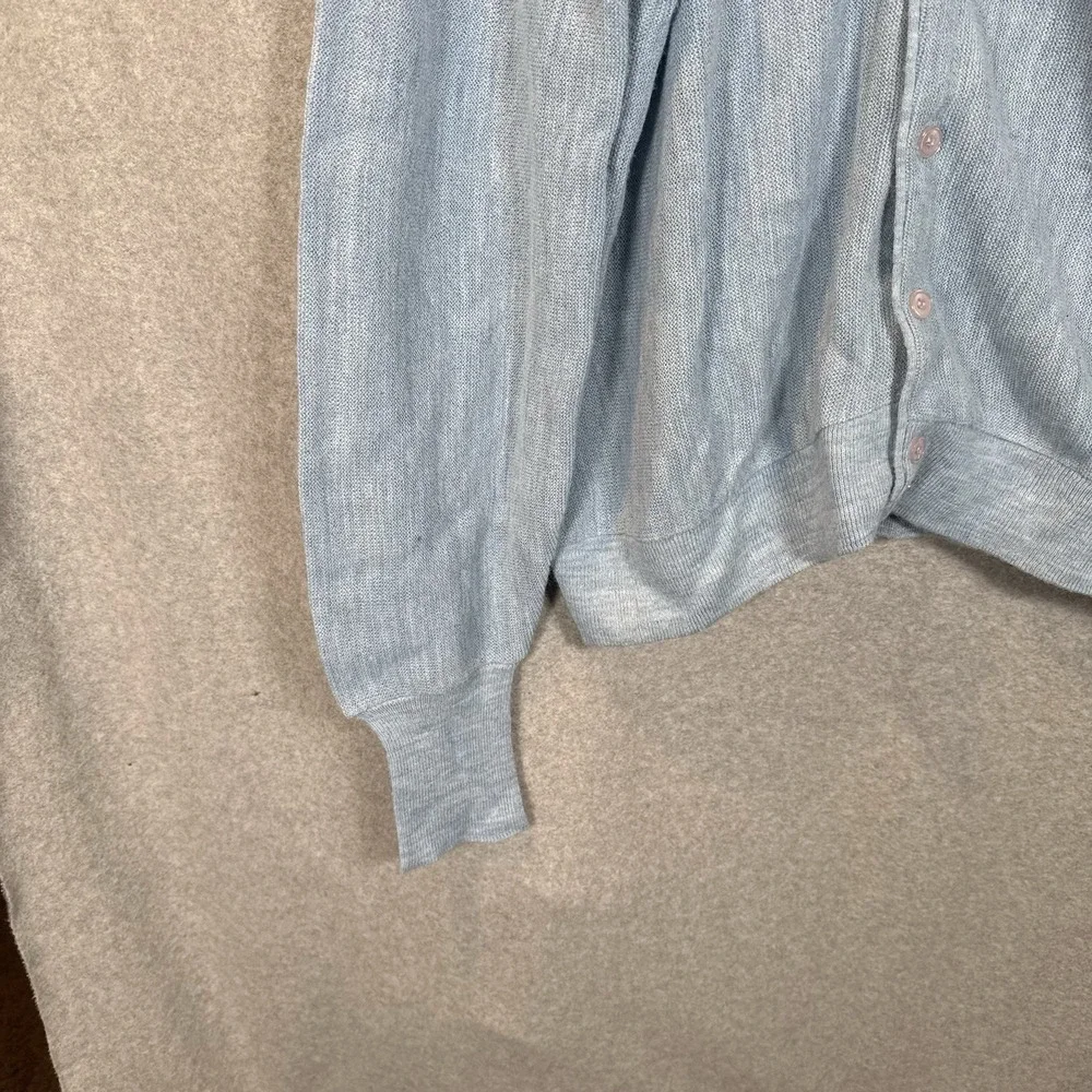 Vintage Jantzen Cardigan Size Large Mens Blue Knit Sweater Pure Wool Made In USA - Picture 3 of 11
